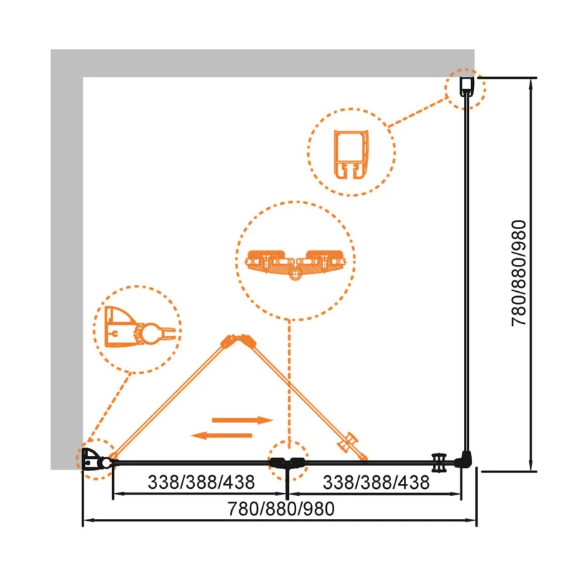 Душевой уголок Cezares ELENA-W-AS-1-80-C-Cr