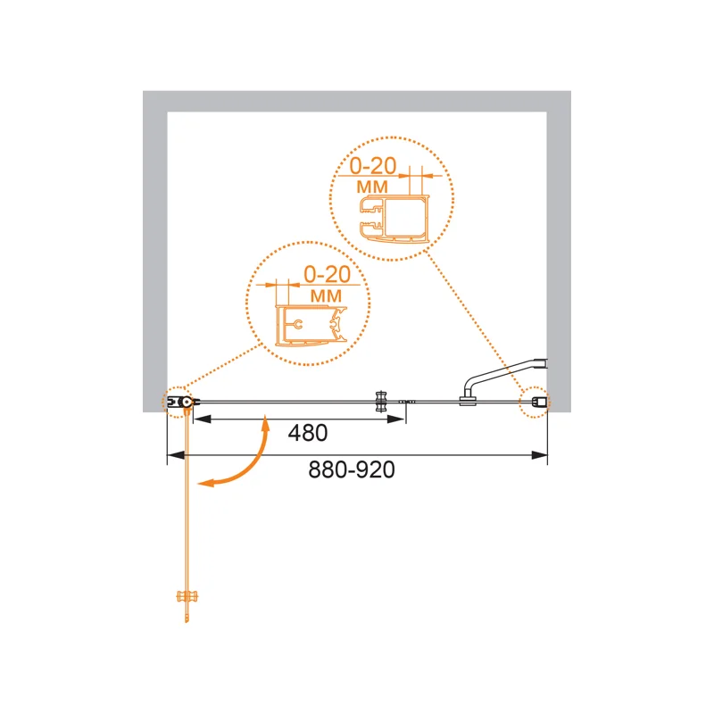 Душевая дверь CEZARES ELENA-W-B-11-30+60-C-Cr
