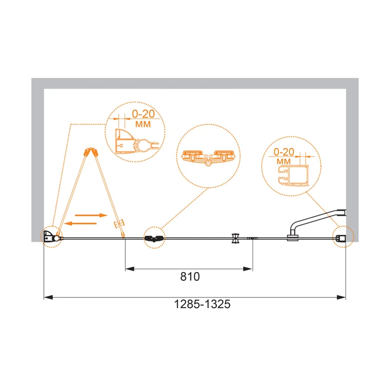 Душевая дверь CEZARES ELENA-W-BS-13-40+45/45-C-Cr