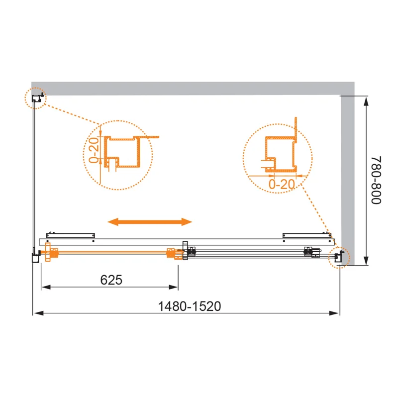 Душевой уголок Cezares LUX-SOFT-W-AH-1-150/80-C-Cr-IV