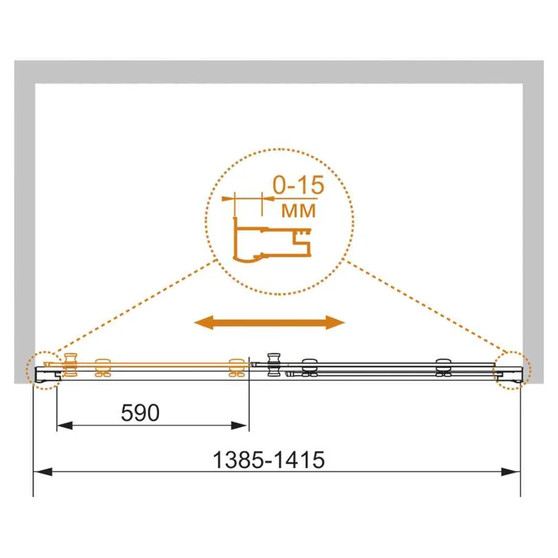 Душевая дверь CEZARES PRATICO-BF-1-140-C-Cr