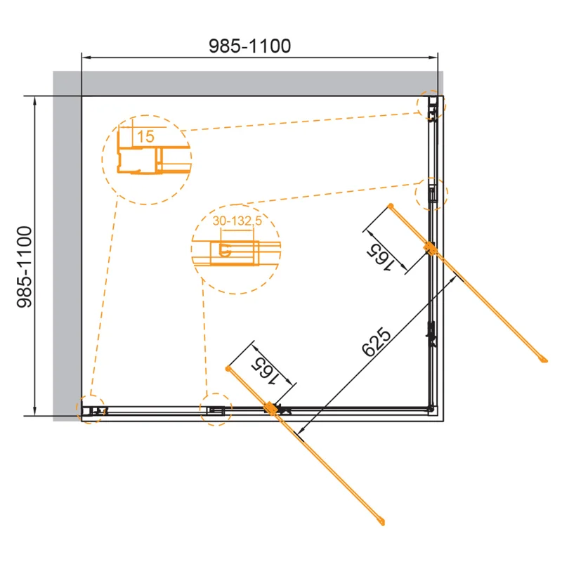 Душевой уголок Cezares VARIANTE-A/AH-2-100/110-C-Cr