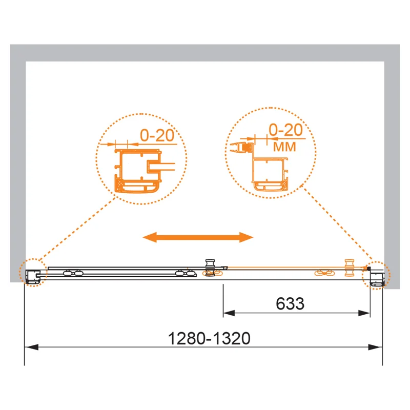 Душевая дверь CEZARES ANIMA-W-BF-1-130-P-Cr