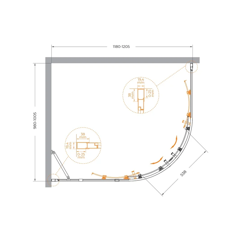 Душевой уголок Cezares MOLVENO-RH-2-120/100-P-Cr