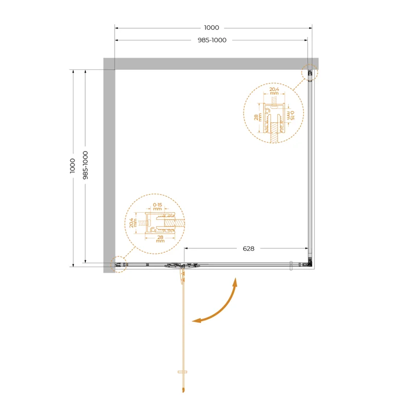 Душевой уголок Cezares LINER-A-1-100-C-Cr-L