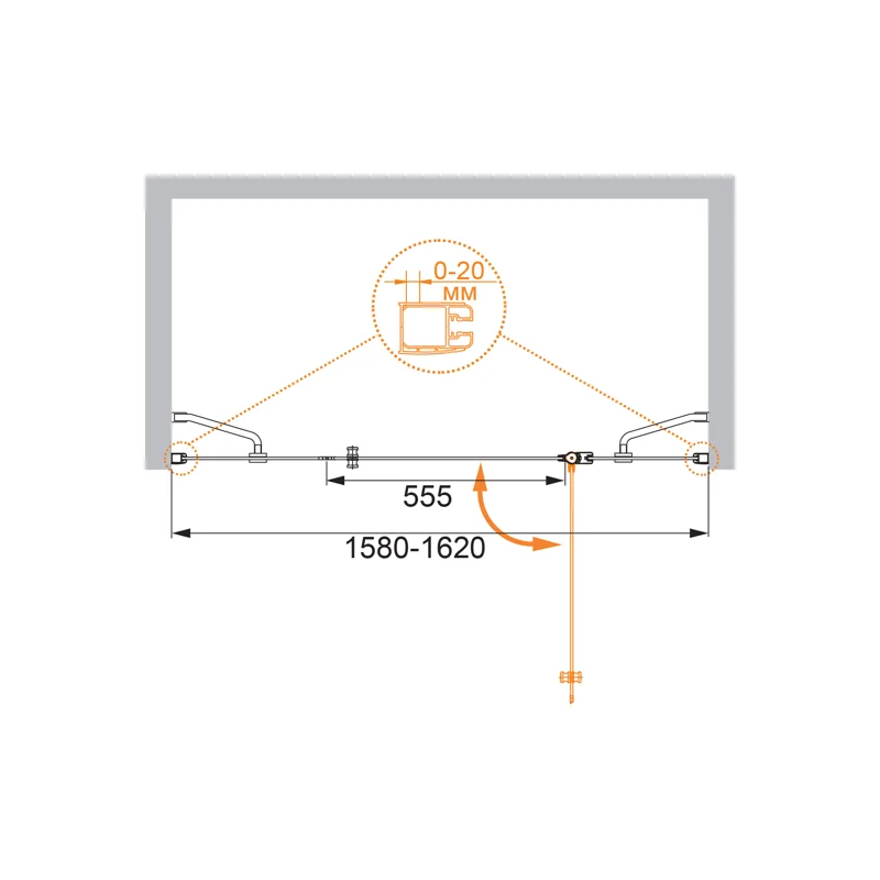Душевая дверь CEZARES ELENA-W-B-13-60+60/40-P-Cr-R