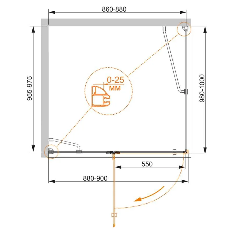 Душевой уголок Cezares BERGAMO-W-AH-1-90/100-C-Cr-L