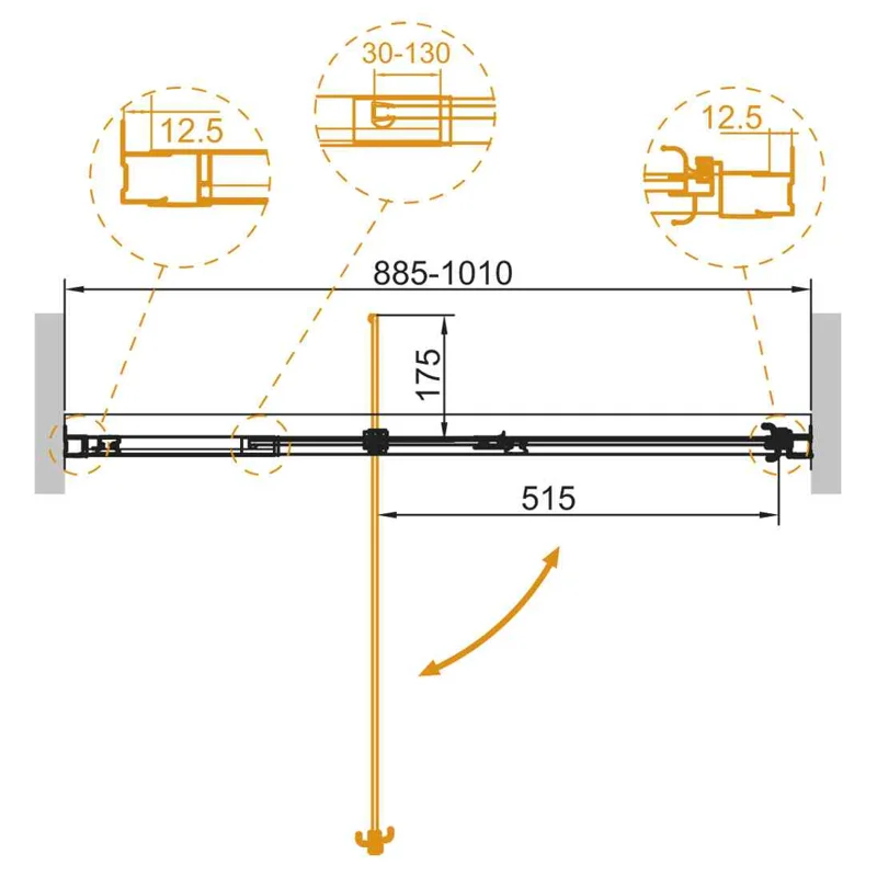 Душевая дверь CEZARES VARIANTE-B-1-90/100-C-Cr