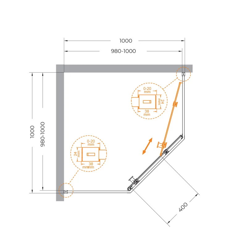 Душевой уголок Cezares RELAX-304-P-1-100-C-GM