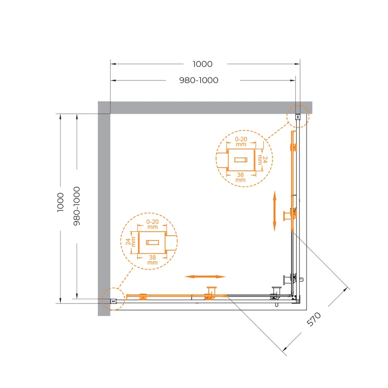 Душевой уголок Cezares RELAX-304-A-2-100-C-BORO