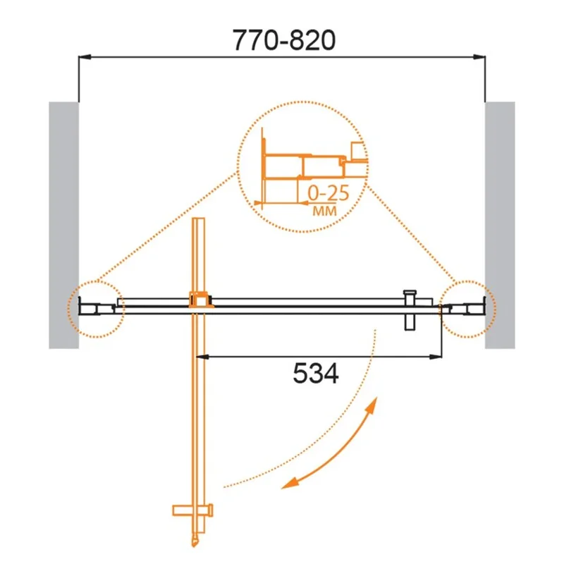 Душевая дверь CEZARES MOLVENO-BA-1-80-C-Cr-IV