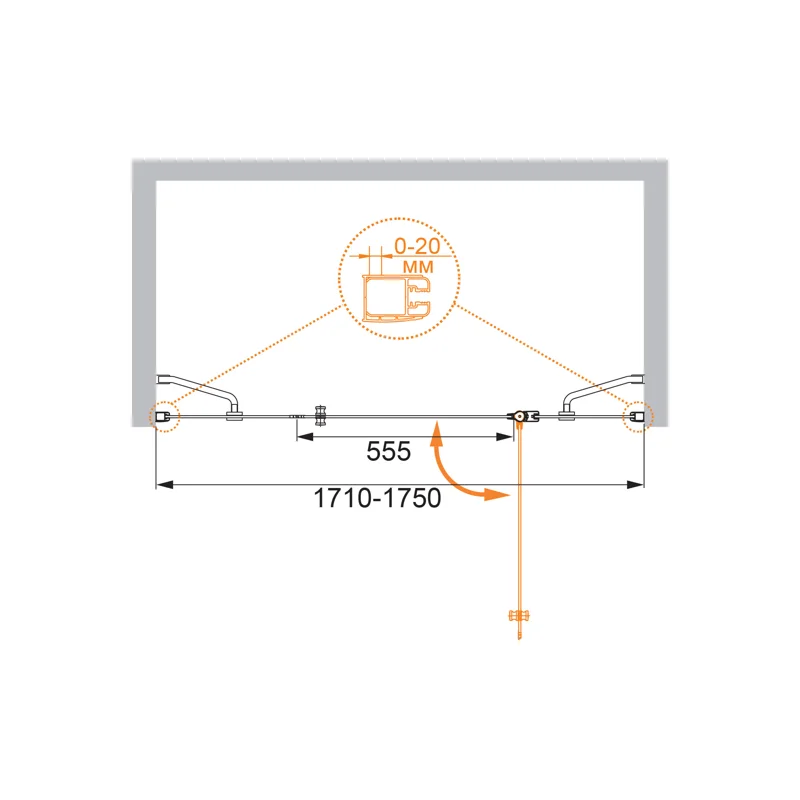 Душевая дверь CEZARES ELENA-W-B-13-80+60/40-C-Cr
