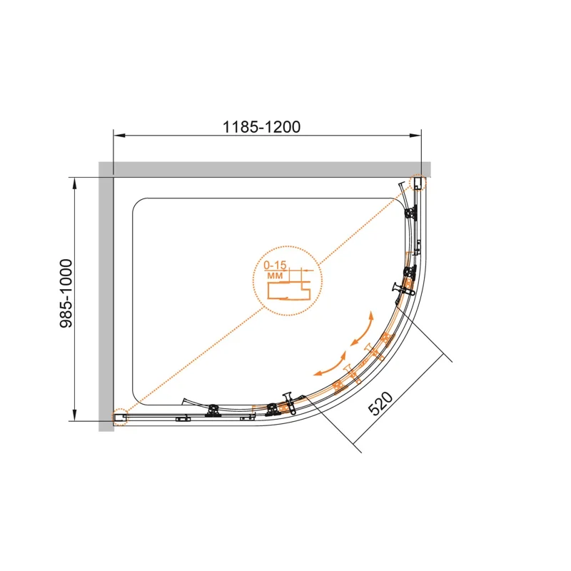 Душевой уголок Cezares ECO-O-RH-2-120/100-C-Cr