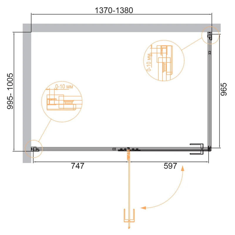 Душевой уголок Cezares BELLAGIO-AH-1-140/100-C-NERO
