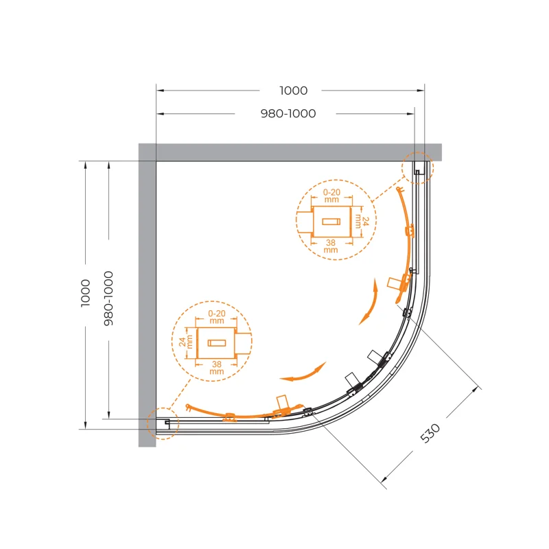 Душевой уголок Cezares RELAX-304-R-2-100-C-GM