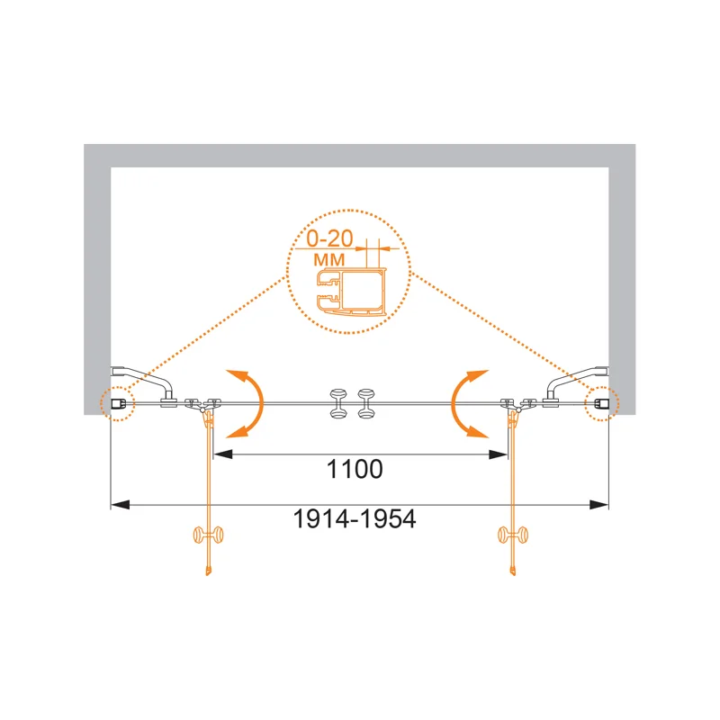 Душевая дверь CEZARES ELENA-W-B-22-200-P-Cr