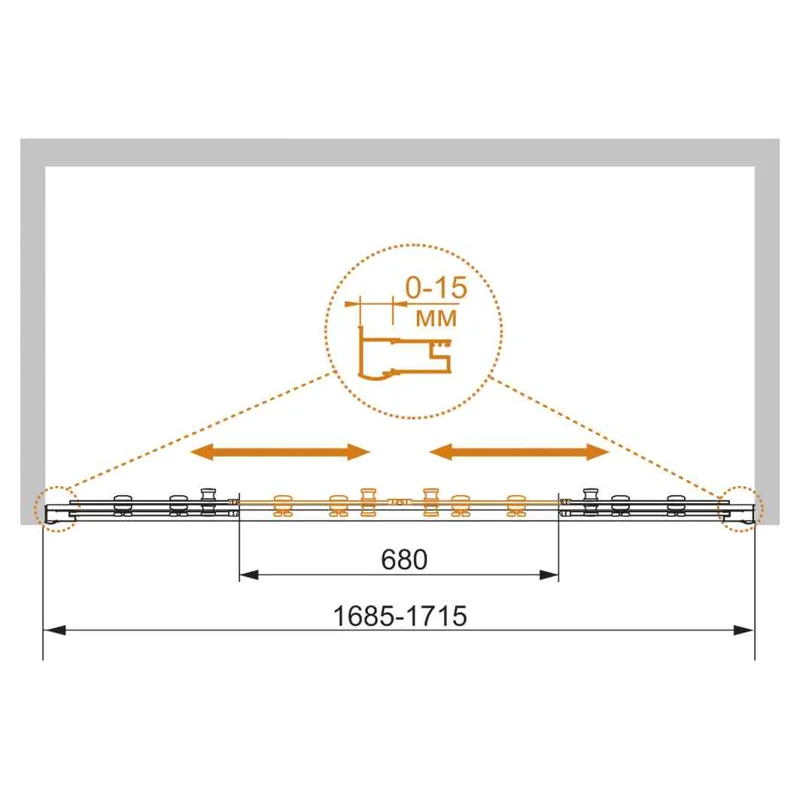 Душевая дверь CEZARES PRATICO-BF-2-170-P-Cr