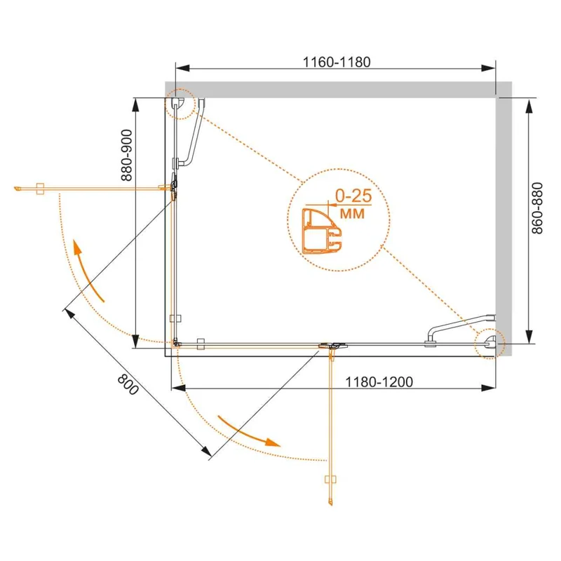 Душевой уголок Cezares BERGAMO-W-AH-2-120/90-C-Cr-R