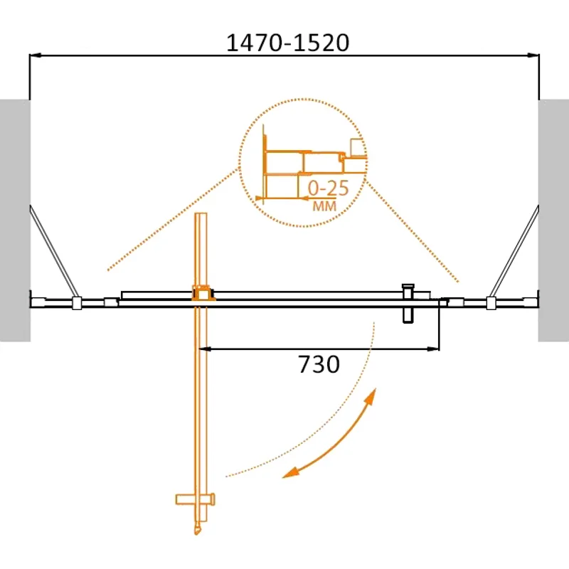 Душевая дверь CEZARES MOLVENO-BA-12-100+50-C-Cr-IV