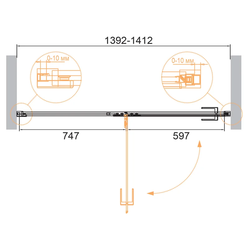 Душевая дверь CEZARES BELLAGIO-B-12-140-C-NERO
