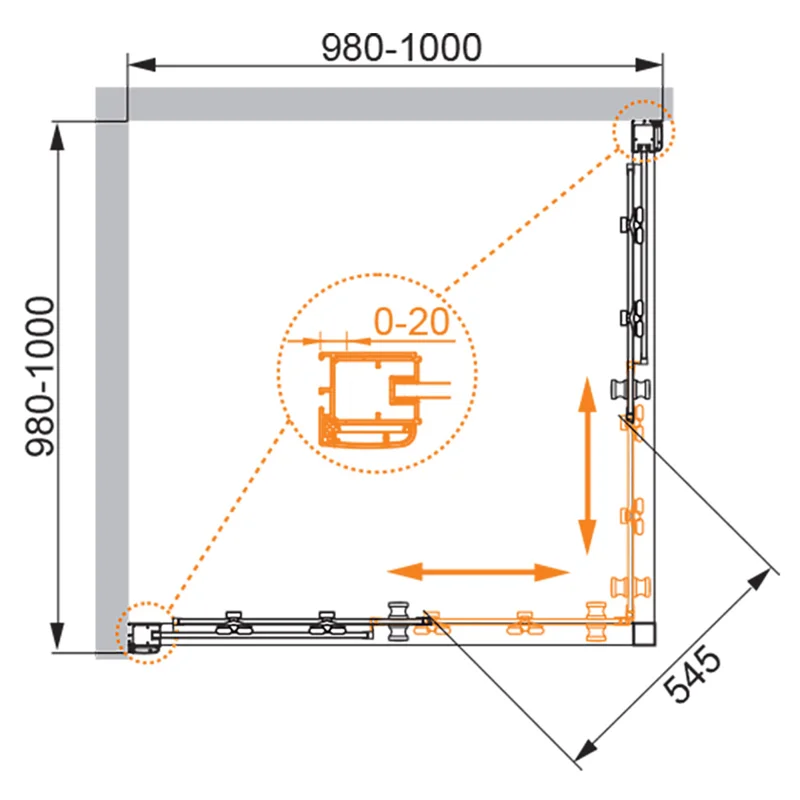 Душевой уголок Cezares ANIMA-W-A-2-100-P-Cr