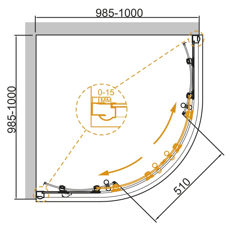 Душевой уголок Cezares GIUBILEO-R-2-100-SCORREVOLE-CP-G