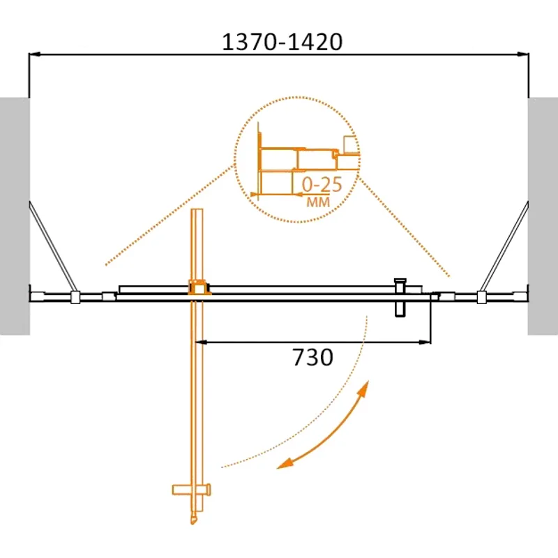 Душевая дверь CEZARES MOLVENO-BA-12-100+40-C-Cr-IV
