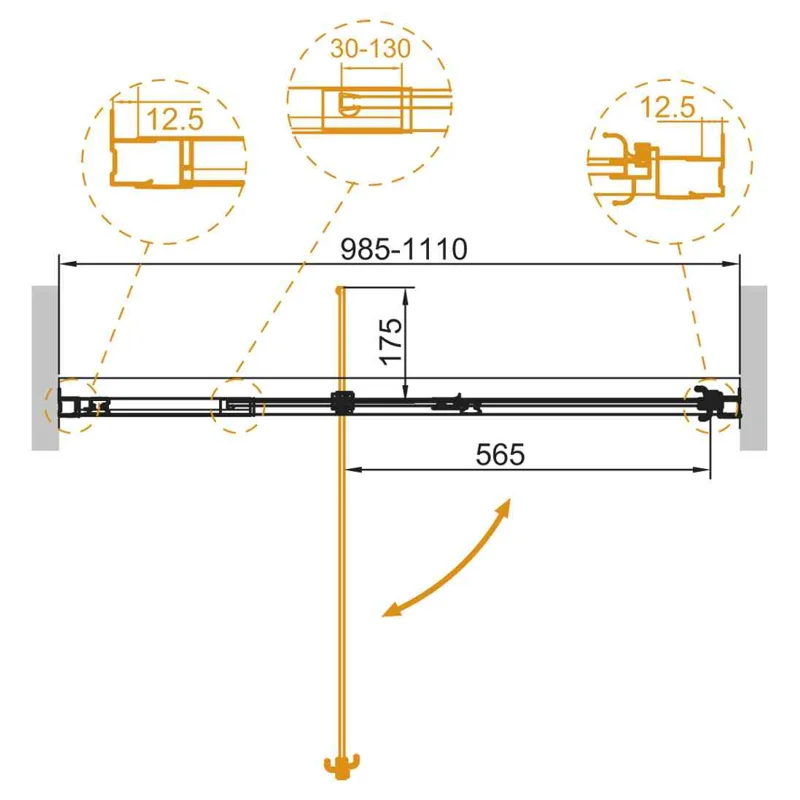Душевая дверь CEZARES VARIANTE-B-1-100/110-C-Cr