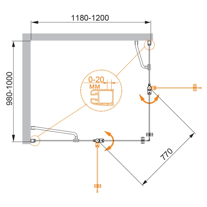 Душевой уголок Cezares ELENA-W-AH-2-120/100-C-Cr