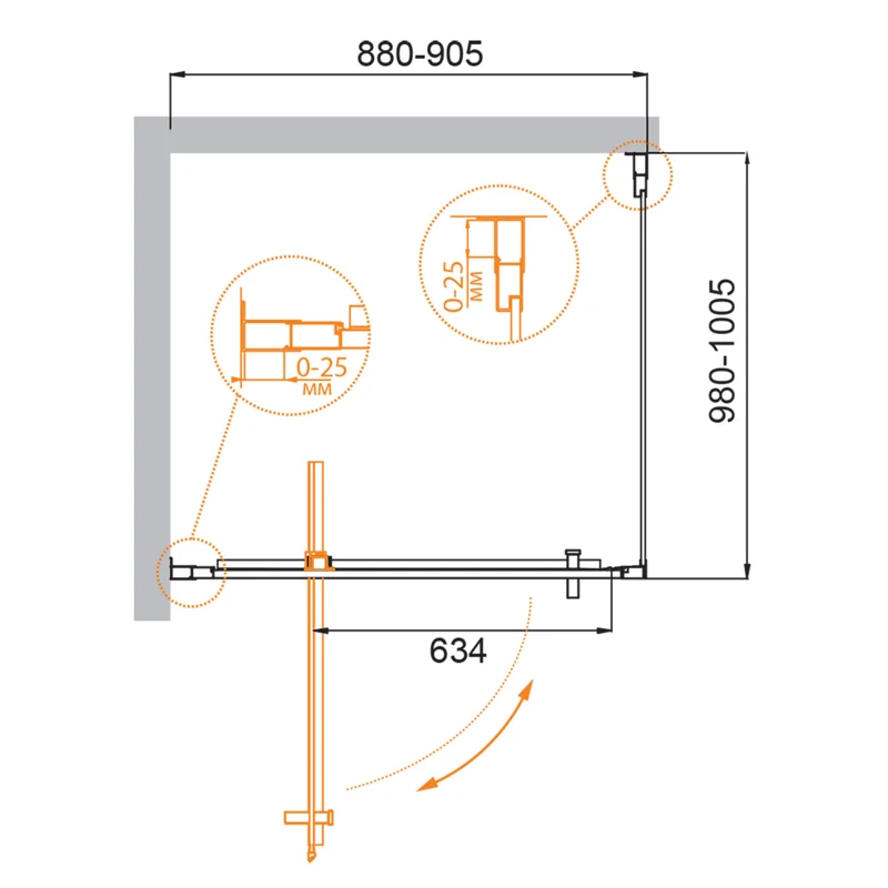 Душевой уголок Cezares MOLVENO-AH-1-90/100-C-Cr-IV
