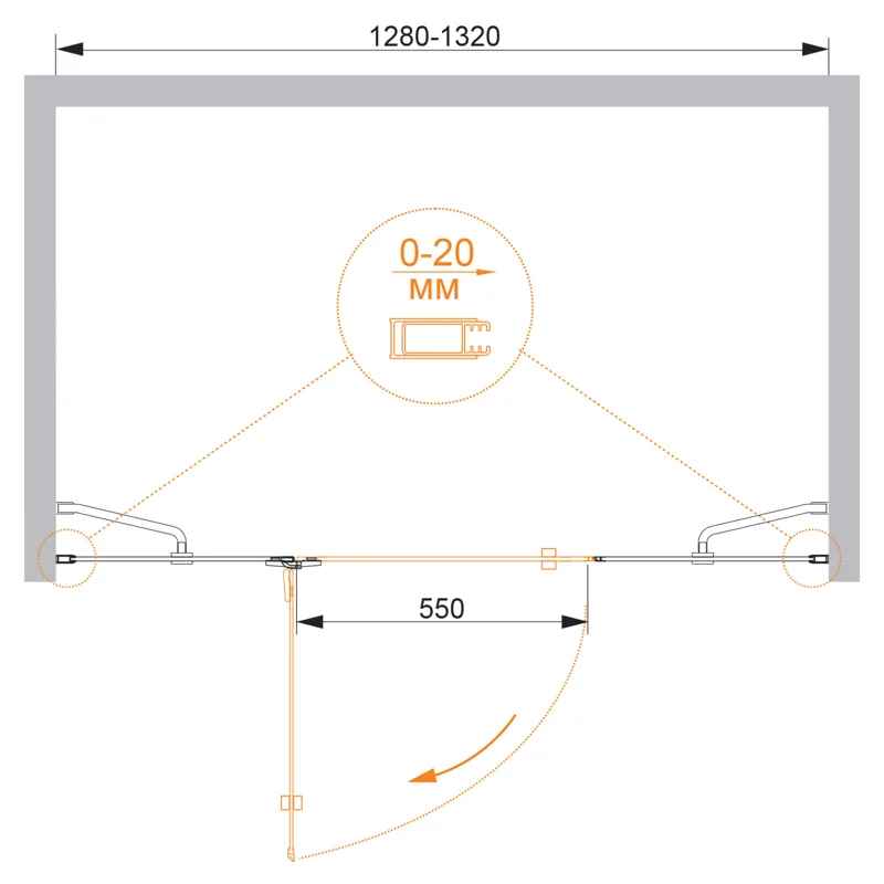 Душевая дверь CEZARES BERGAMO-W-B-13-40+60/30-C-Cr-L