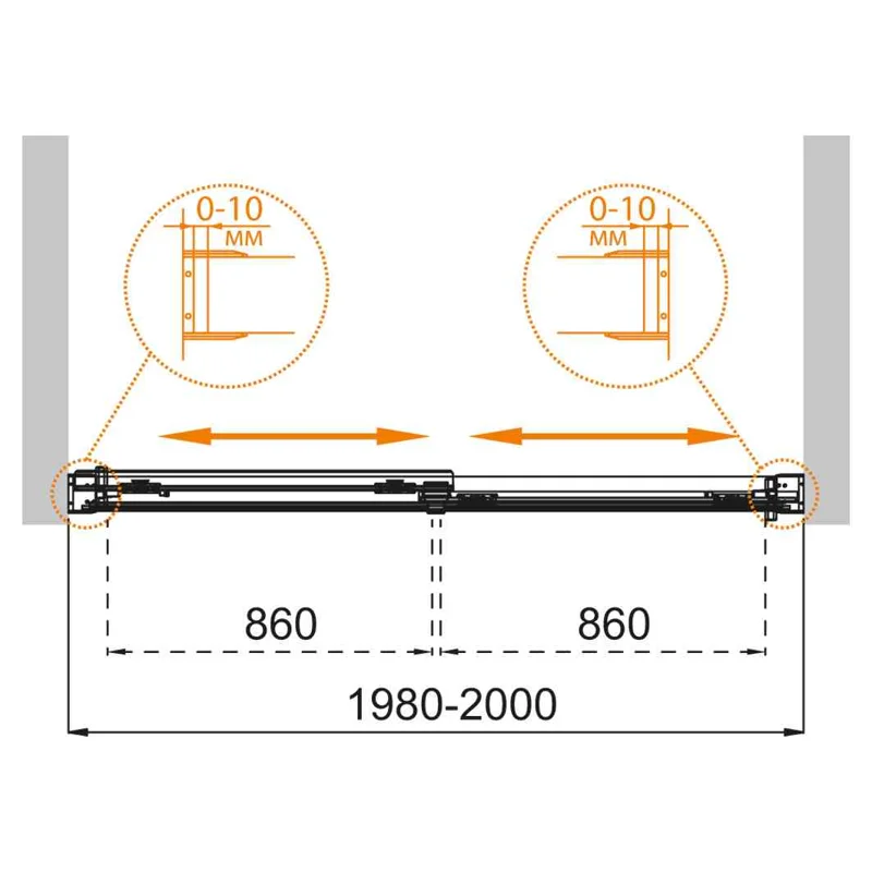 Душевая шторка на ванну CEZARES TANDEM-SOFT-VF-2-200/145-C-Cr-IV