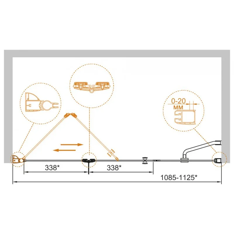 Душевая дверь CEZARES ELENA-W-BS-13-30+40/40-C-Cr