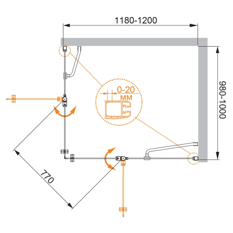 Душевой уголок Cezares ELENA-W-AH-2-120/100-P-Cr-R