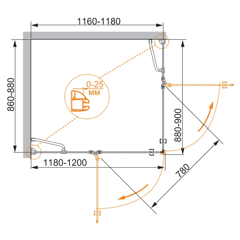 Душевой уголок Cezares VERONA-W-AH-2-120/90-C-Cr