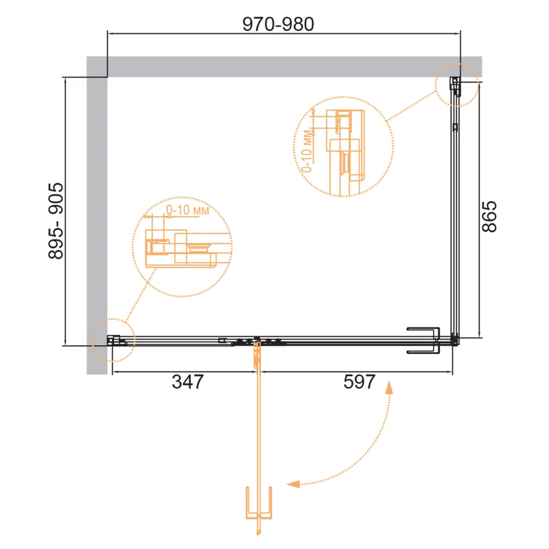 Душевой уголок Cezares BELLAGIO-AH-1-100/90-C-BORO
