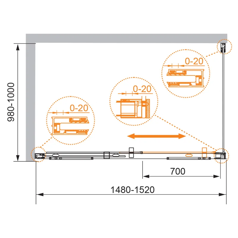 Душевой уголок Cezares PREMIER-SOFT-W-AH-1-150/100-C-Cr-IV