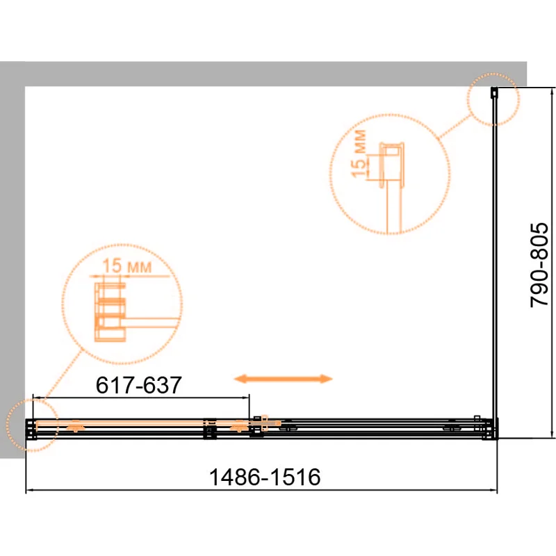 Душевой уголок Cezares DUET SOFT-AH-1-150/80-C-Cr