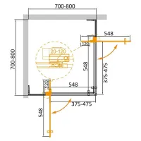 Душевой уголок Cezares SLIDER-A-2-70/80-BR-NERO