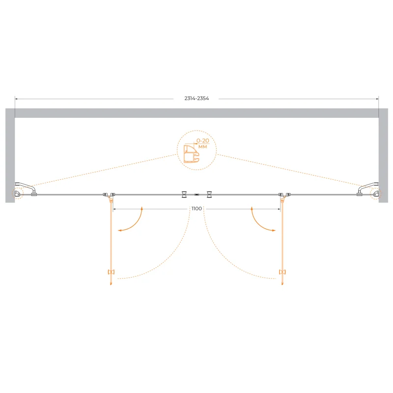 Душевая дверь CEZARES VERONA-W-B-22-240-P-Cr