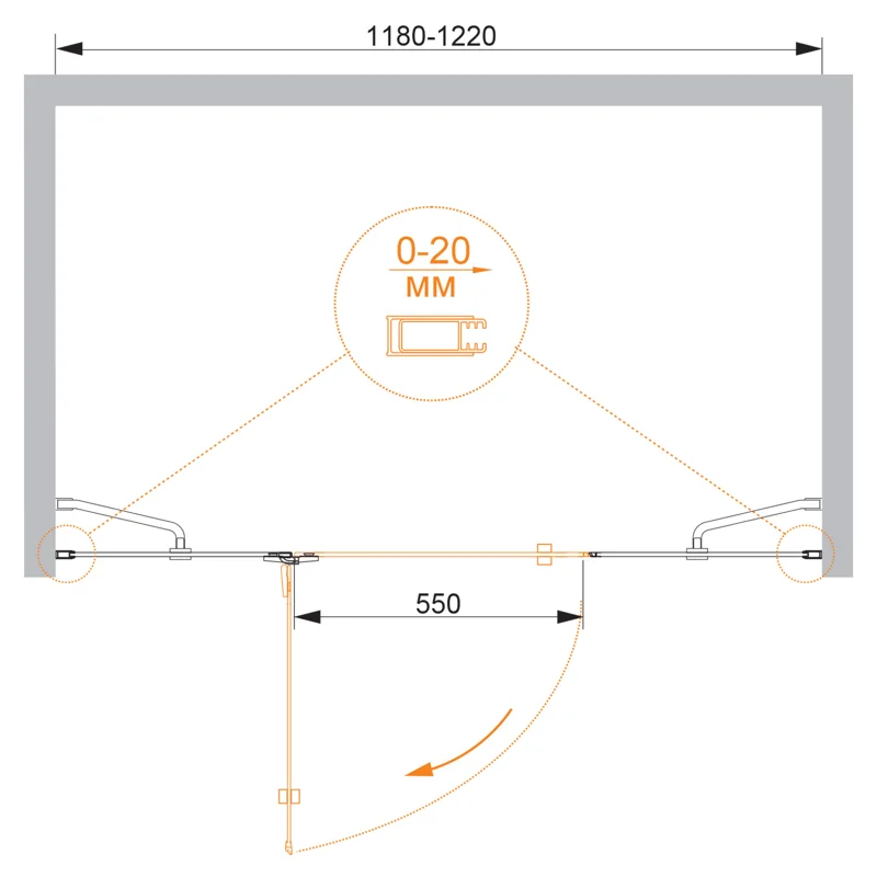 Душевая дверь CEZARES BERGAMO-W-B-13-30+60/30-C-Cr-L