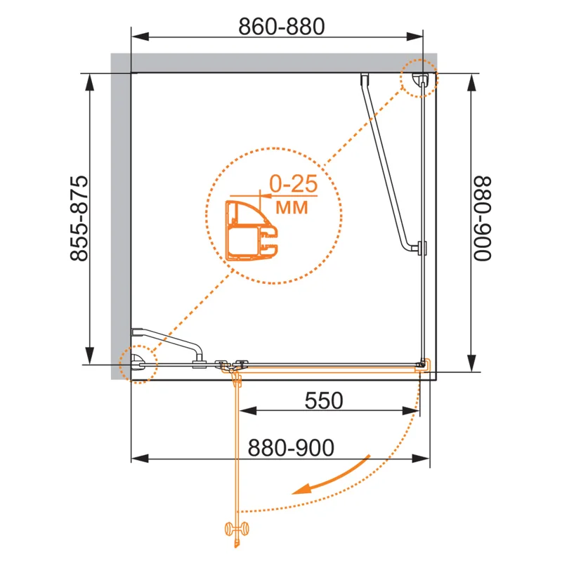 Душевой уголок Cezares VERONA-W-A-1-90-C-Cr