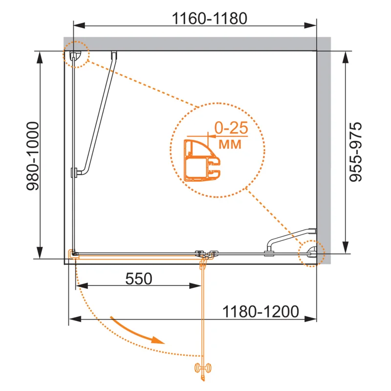 Душевой уголок Cezares VERONA-W-AH-1-120/100-P-Cr-R