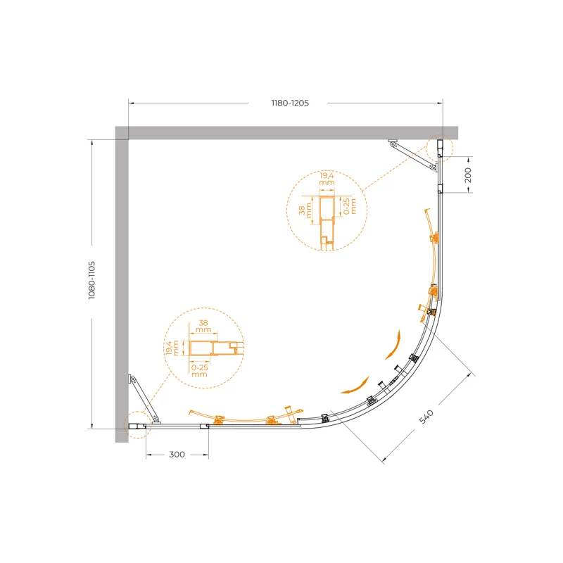 Душевой уголок Cezares MOLVENO-RH-22-120/110-C-Cr-IV