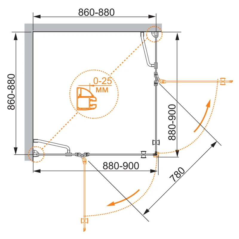 Душевой уголок Cezares VERONA-W-A-2-90-C-Cr