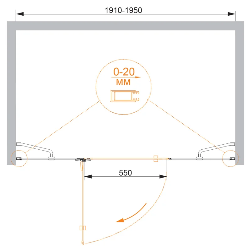 Душевая дверь CEZARES BERGAMO-W-B-13-100+60/40-C-Cr-L