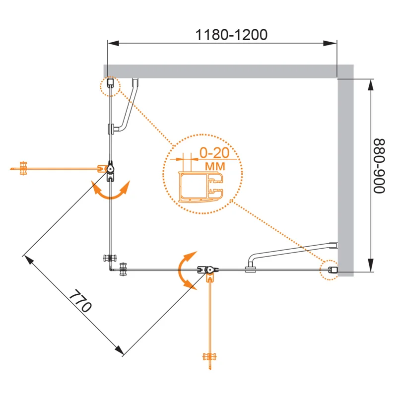 Душевой уголок Cezares ELENA-W-AH-2-120/90-P-Cr-R