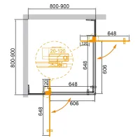 Душевой уголок Cezares SLIDER-A-2-80/90-GRIGIO-Cr