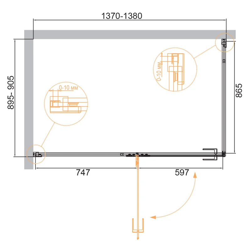 Душевой уголок Cezares BELLAGIO-AH-1-140/90-C-NERO