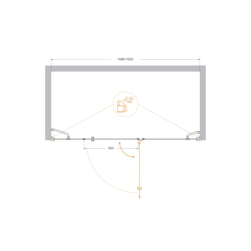 Душевая дверь CEZARES VERONA-W-B-13-30+60/60-P-Cr-R
